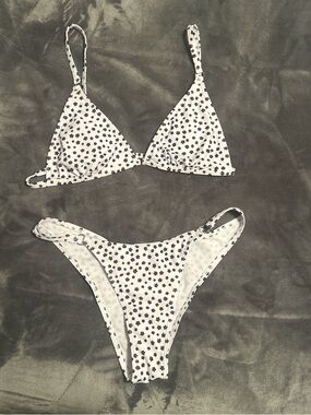 White Floral Triangle Bikini Set